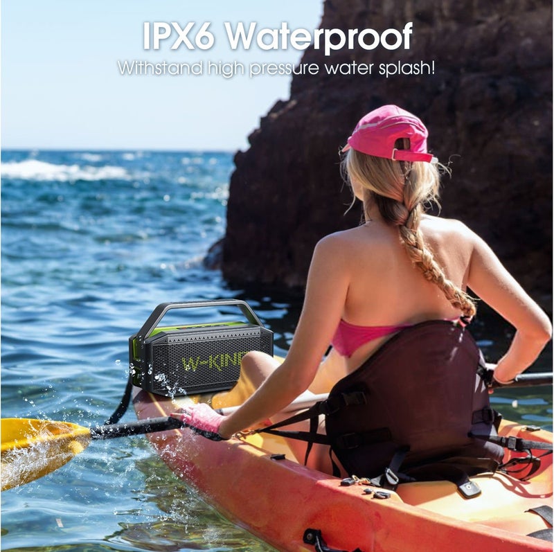 W-KING Portable Bluetooth Speaker 100W(Peak) Loud with Deep Bass, W-KING IPX6 Waterproof Speakers Bluetooth Wireless, 60W Ex-large Passive Radiator/40H/EQ/Dual Pairing/TF/AUX, Party Big Large Outdoor Boombox - Image 5