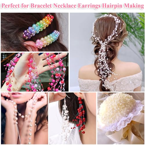 Jollidecor Pearl Beads for Jewelry Making, 8MM 32Colors Round Pearls with Holes, 1000Pcs Handcrafted Colorful Loose Spacer Small Filler DIY Craft Bracelet Necklace Earrings Making, 082 - Image 5