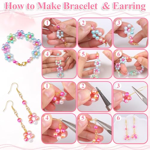 Jollidecor Pearl Beads for Jewelry Making, 8MM 32Colors Round Pearls with Holes, 1000Pcs Handcrafted Colorful Loose Spacer Small Filler DIY Craft Bracelet Necklace Earrings Making, 082 - Image 4