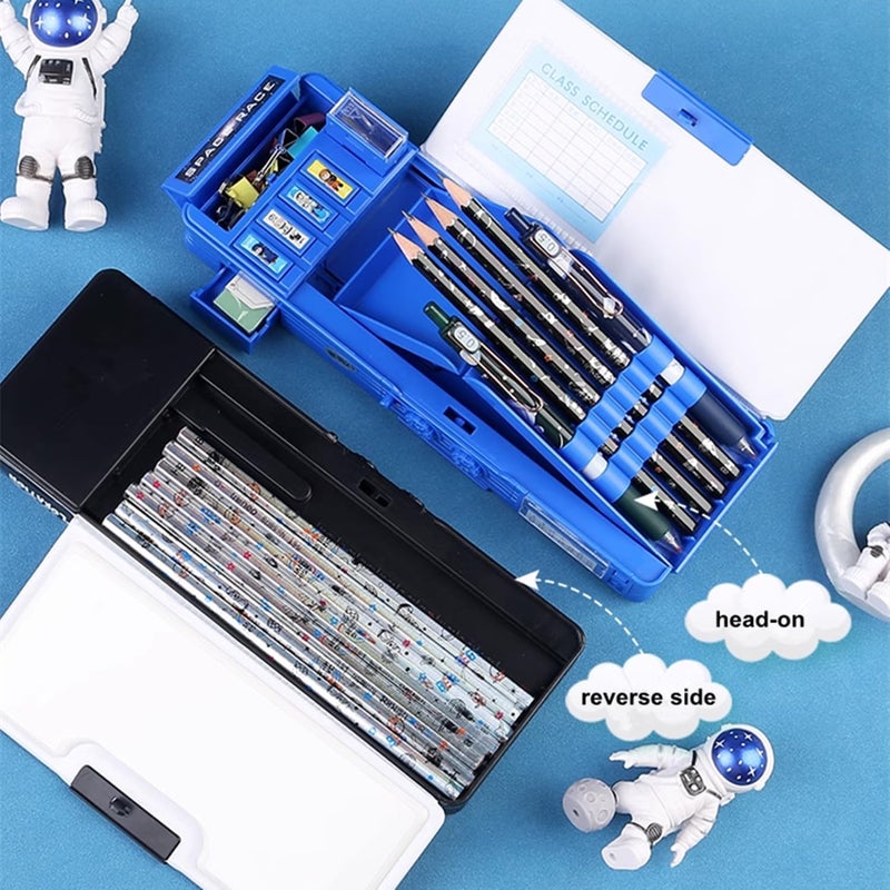 Pop Up Pencil Case: Blue Password Lock Design - Multifunction Stationery Organizer For Kids School Supplies - Image 5
