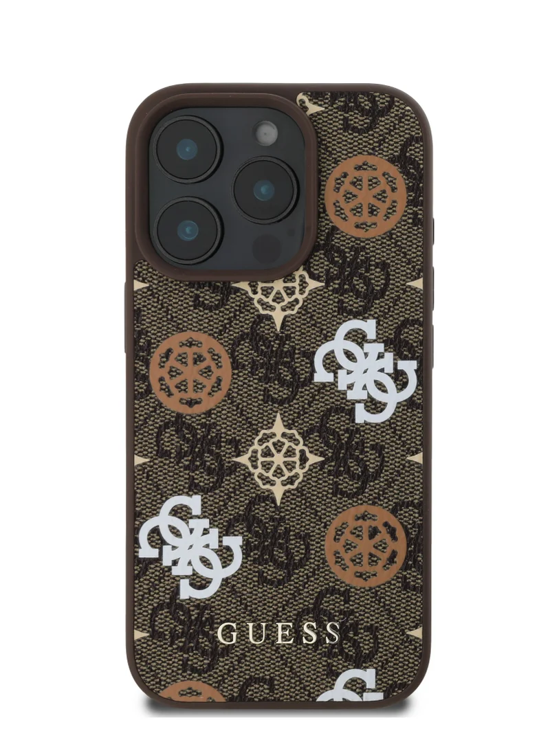 GUESS PU Hard Case With Peony 4G Design For iPhone 16 Pro Max / slim profile / Drop protection / Lightweight Back Cover - Brown