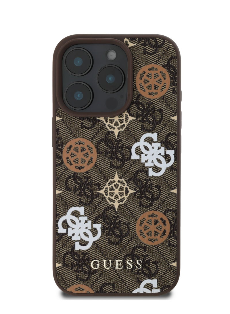 GUESS PU Hard Case With Peony 4G Design For iPhone 16 Pro Max / slim profile / Drop protection / Lightweight Back Cover - Brown - Image 1