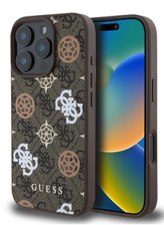 GUESS PU Hard Case With Peony 4G Design For iPhone 16 Pro Max / slim profile / Drop protection / Lightweight Back Cover - Brown  - Image 4
