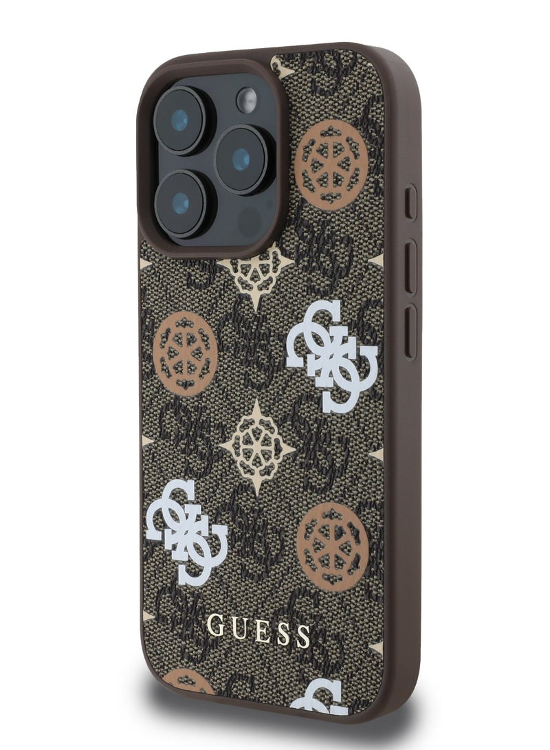 GUESS PU Hard Case With Peony 4G Design For iPhone 16 Pro Max / slim profile / Drop protection / Lightweight Back Cover - Brown - Image 3
