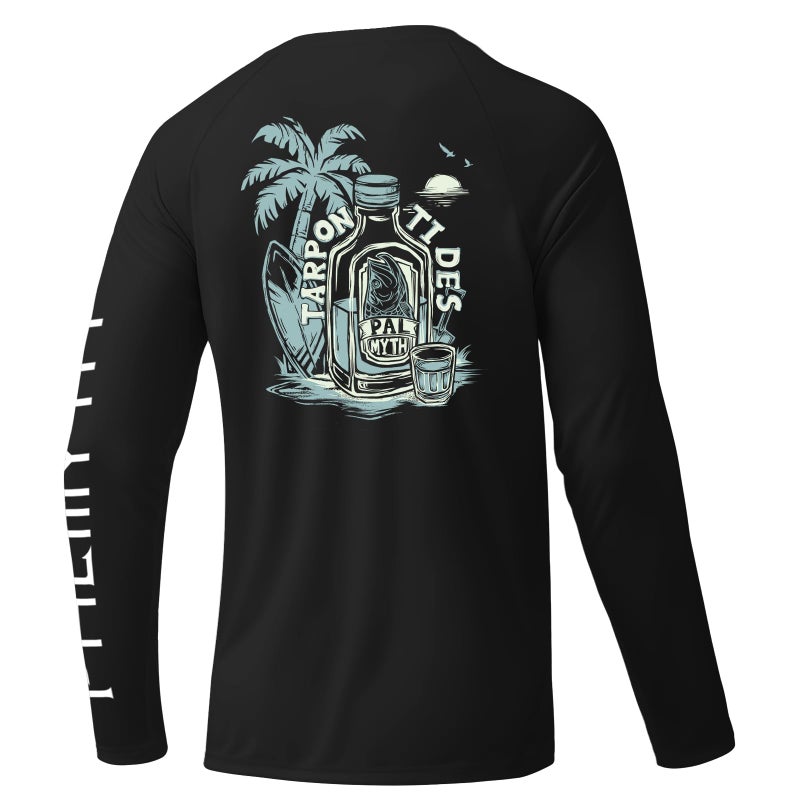 Palmyth Mens Fishing Shirts Long Sleeve Sun Protection Shirts UPF 50 Rash Guard TShirt Tee Black Tarpon Tides M - Image 3