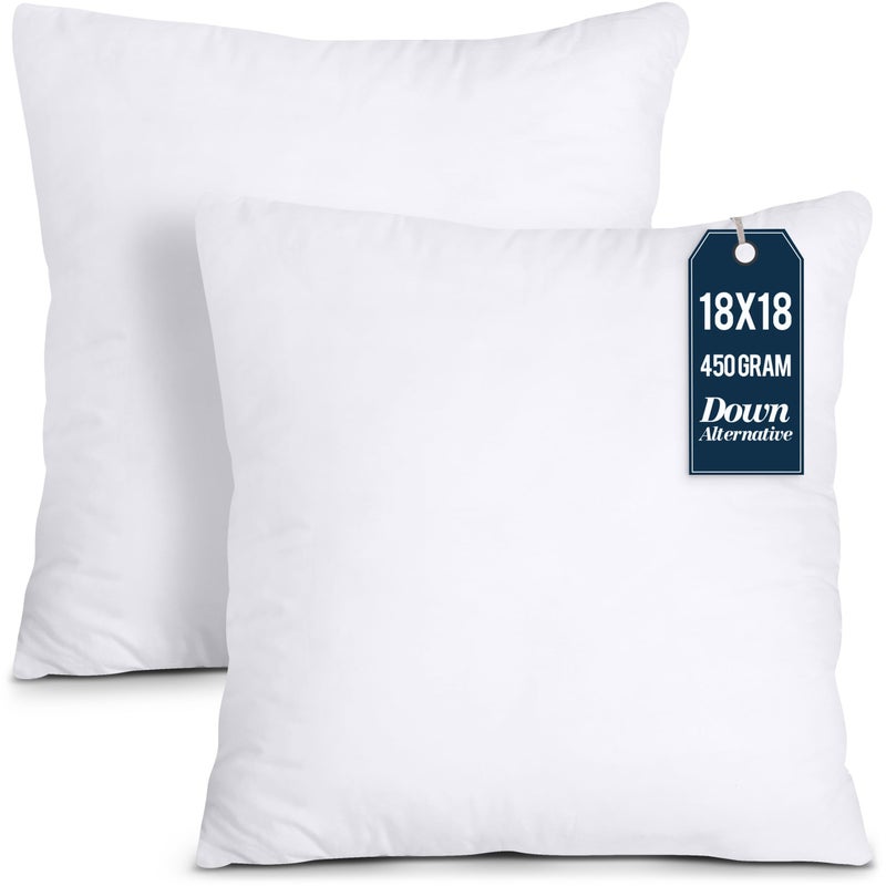 Utopia Bedding Throw Pillows Insert Pack of 2 White  18 x 18 Inches Bed and Couch Pillows  Indoor Decorative Pillow - Image 1
