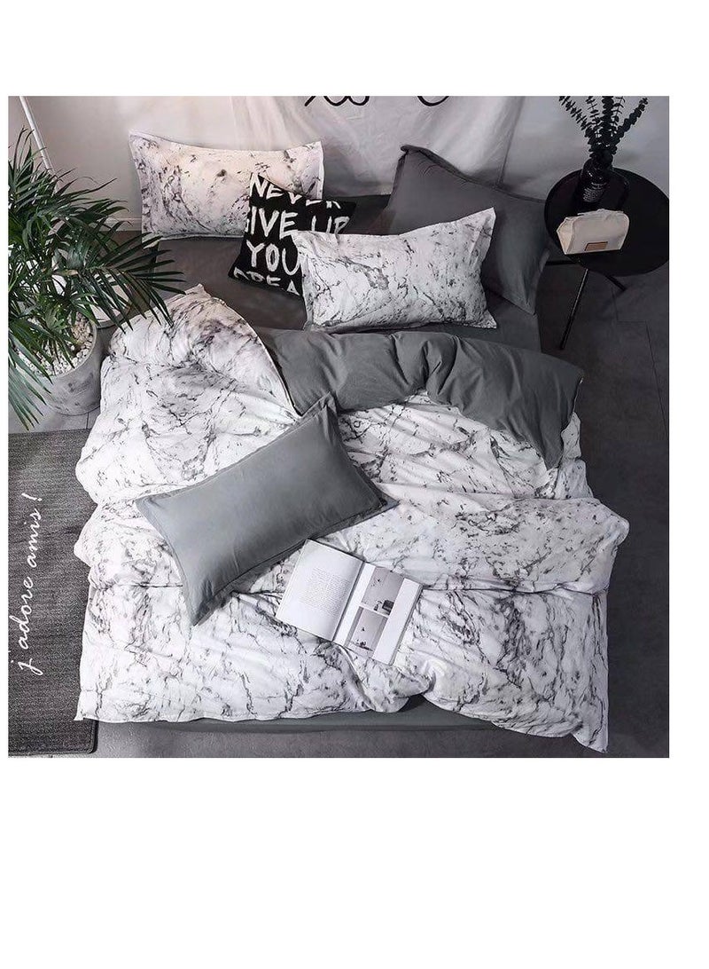 Petals and Floral Designs Single-Size Duvet Cover Set, Multicolour -160x210cm, Fitted sheets size (120x200)+30cm Cotton+Polyester