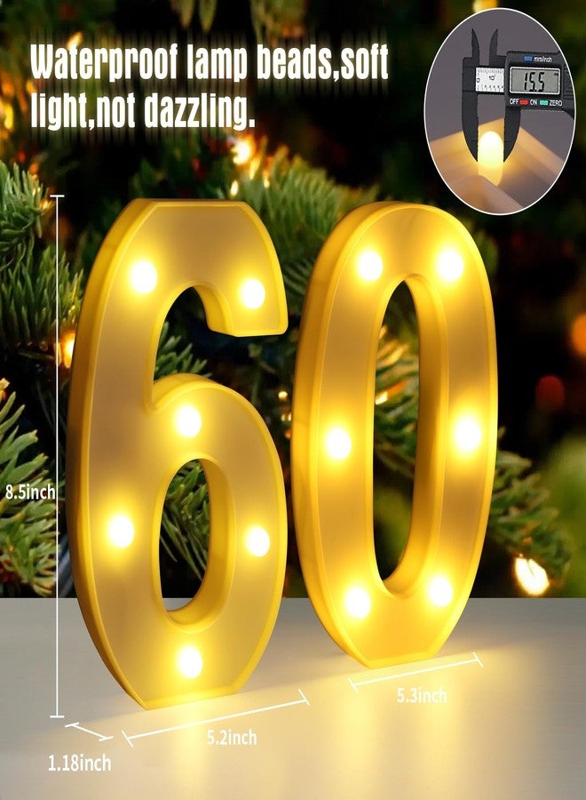 Funsky 60th Birthday Decorations for Women Men,Happy 60 Birthday Decorations for Centerpieces Table,60 Light Up Numbers Sign Led for Party Backdrop Wall Decor for Wedding Anniversary Home - Image 2