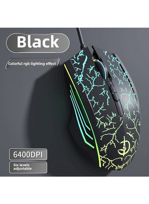 Mouse Wired Mute Gaming E-sports Mechanical Laptop Desktop Computer Usb General Office With Side Keys-Color:Ultimate 7-key-rgb Light-6400dpi+custom Macro-crack Black