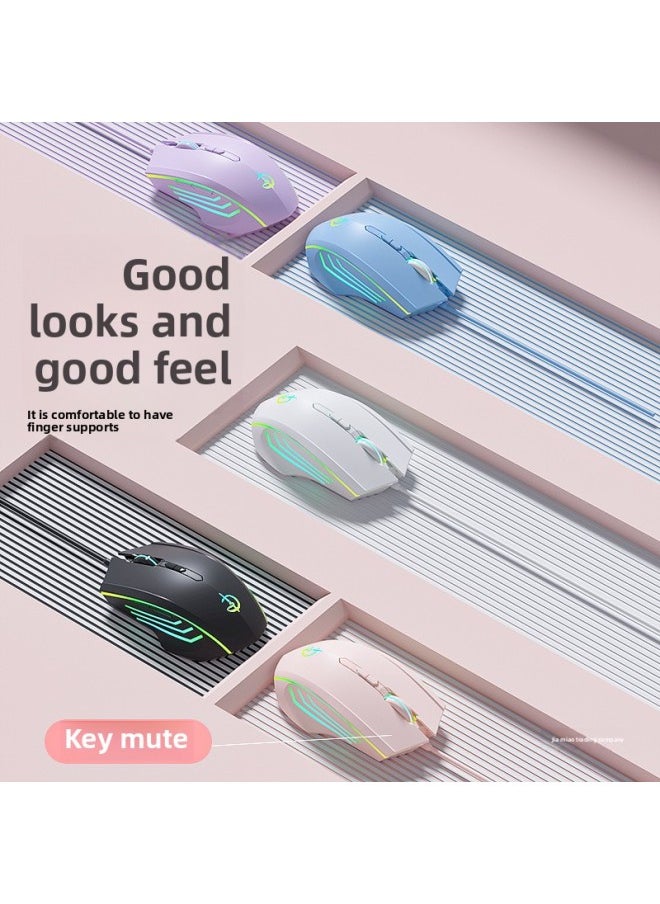 Mouse Wired Mute Gaming E-sports Mechanical Laptop Desktop Computer Usb General Office With Side Keys-Color:Ultimate 7-key-rgb Light-6400dpi+custom Macro-crack Black