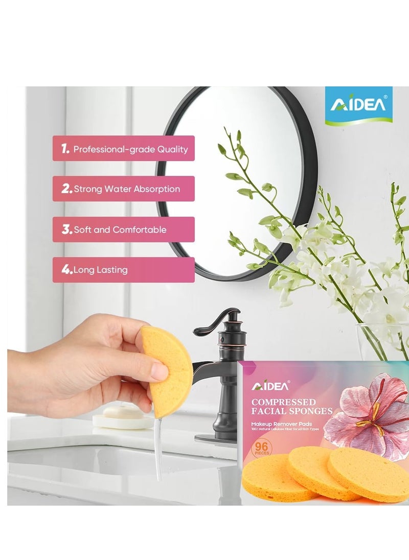 AIDEA - AIDEA 96Count Compressed Facial Sponges, Face Sponges for Cleansing, Cosmetic Makeup Sponges for Facial Cleansing, Facial Sponges for Washing Face, Exfoliating, Makeup Removal, Travel Essentials - Image 1