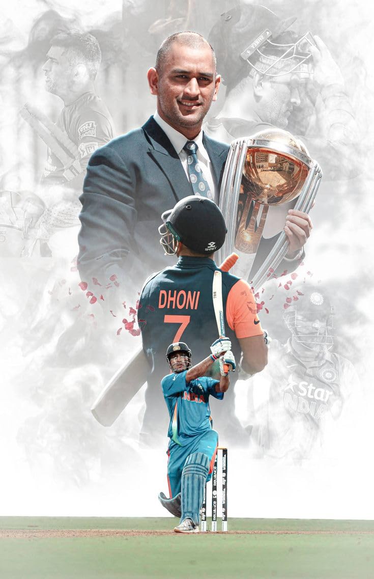 MOMENT PRINTS Ms Dhoni Big Poster, World Cup Indian Team, Big Wall Poster Size 13 x 19 Inch, Premium-Quality Posters - Image 1