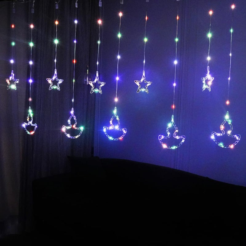Chronos 3 in 1 Diya Star Curtain Lights for Decoration Window Curtain Hanging Light Decoration for Diwali 3 in 1 Warm White Multicolor TriColor Indian Flag Theme - Image 3