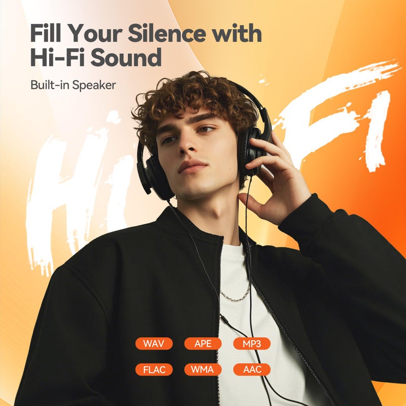 AGPTEK 64GB MP3 Player with Bluetooth, M3 2.4 inch Music Player with Speaker and FM Radio, Touch Buttons, Supports Up to 128GB(Orange) - Image 4