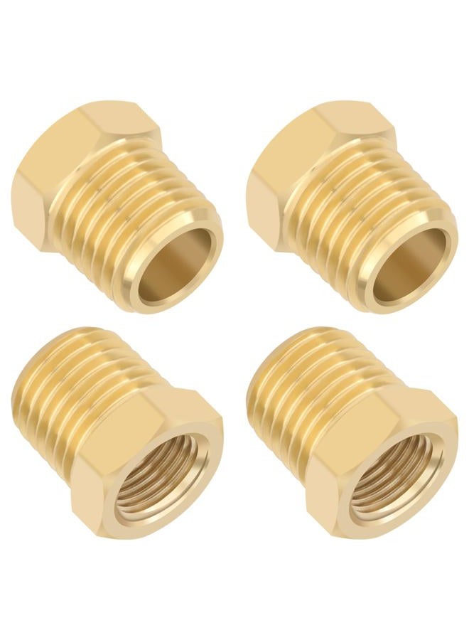 KOOTANS 4pcs Heavy Duty 1/4 NPT Male Thread to 1/8 Female Brass Reducer Hex Bushing Fitting Pipe Hose Tube Adapter Convert - Image 1