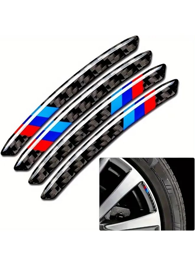 4 Pack Car Wheel Hub Center Badge Stickers Carbon Fiber Effect Self Adhesive Universal Protective Durable Waterproof - Image 1