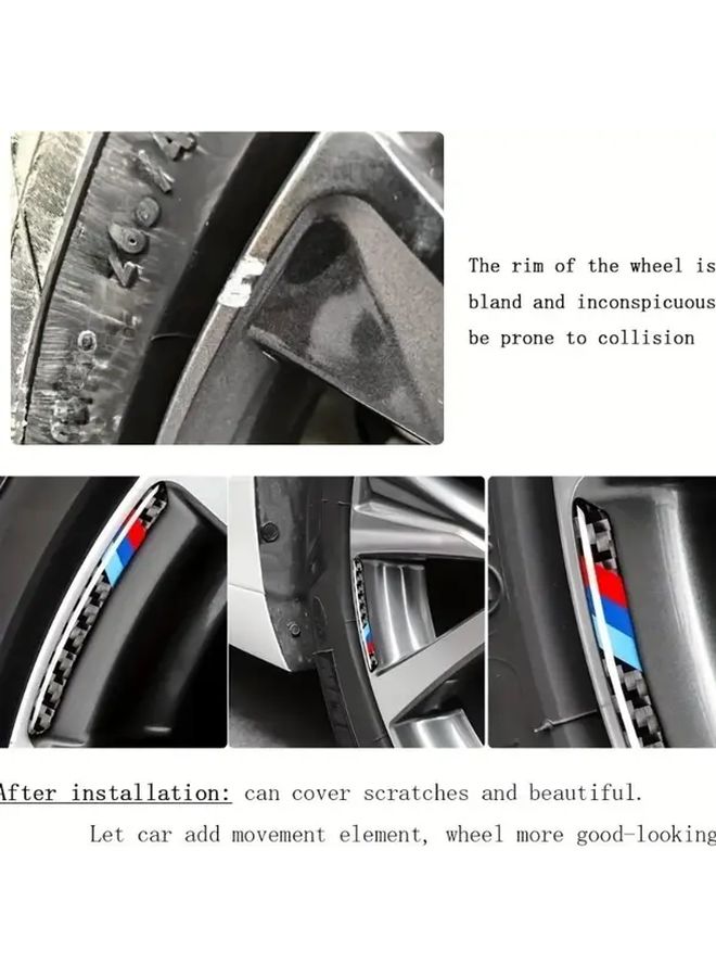 4 Pack Car Wheel Hub Center Badge Stickers Carbon Fiber Effect Self Adhesive Universal Protective Durable Waterproof - Image 5