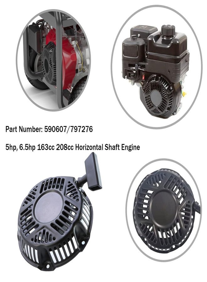 KIKITE 590607 for Briggs and Stratton Pull Start Assembly 797276 163cc 208cc Recoil Starter for Craftsman 196cc Generator Engine with Pull Rope - Image 2