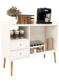 AGD Coffee Corner Cabinet, Modern Side Storage Cabinet, Modern Buffet with Storage Drawers, Console for the Living Room or Office, White Color  - Image 1