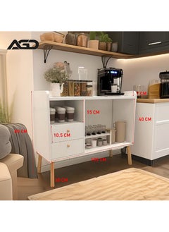 AGD Coffee Corner Cabinet, Modern Side Storage Cabinet, Modern Buffet with Storage Drawers, Console for the Living Room or Office, White Color  - Image 2