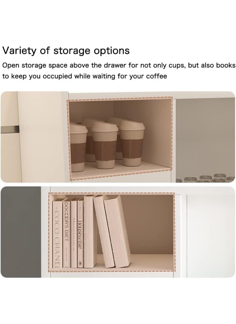 AGD Coffee Corner Cabinet, Modern Side Storage Cabinet, Modern Buffet with Storage Drawers, Console for the Living Room or Office, White Color  - Image 4