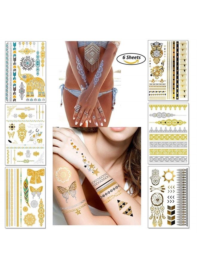 Metallic Gold Silver Temporary Jewelry Bracelet Henna Tattoos  Shop Today  Get it Tomorrow  takealotcom
