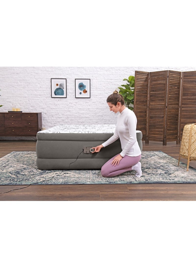Bestway - Tritech Fashion Flock Air Mattress Queen with Built-in AC Pump and Antimicrobial Coating 203x152x56 cm - 6713E