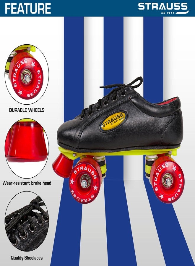 STRAUSS Gripper Skating Shoes | Fixed Body Roller Skates | Shoe Skate with PVC Wheel |Ideal for Boys, Girls and Kids |Suitable for All Skill Level | Ideal for Junior (14-15 Years) Size-7, (Red/Black) - Image 2