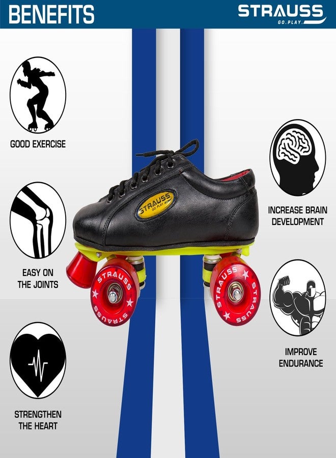 STRAUSS Gripper Skating Shoes | Fixed Body Roller Skates | Shoe Skate with PVC Wheel |Ideal for Boys, Girls and Kids |Suitable for All Skill Level | Ideal for Junior (14-15 Years) Size-7, (Red/Black) - Image 3