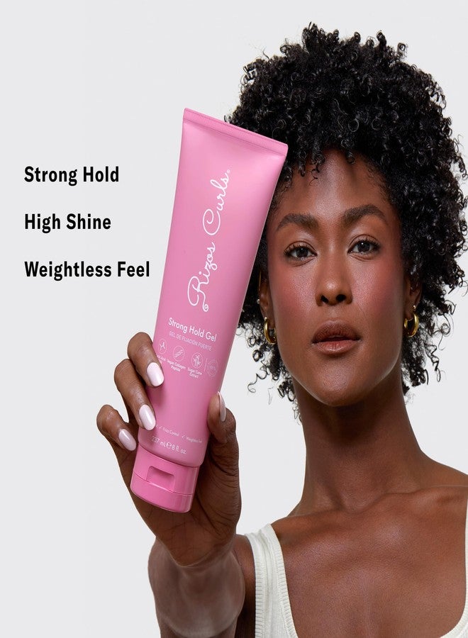 Rizos Curls Strong Hold Gel - Long-Lasting, Flake-Free Gel for Curly, Coily, and Wavy Hair, Frizz Control, Curl Definition & Shine, Vegan Collagen Peptides & Sugar Cane Extract, 8oz - Image 3