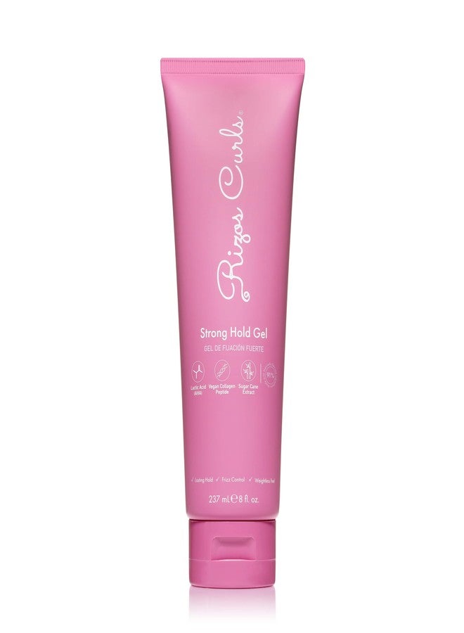 Rizos Curls Strong Hold Gel - Long-Lasting, Flake-Free Gel for Curly, Coily, and Wavy Hair, Frizz Control, Curl Definition & Shine, Vegan Collagen Peptides & Sugar Cane Extract, 8oz - Image 1