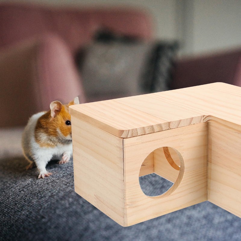 Hamster Wooden Multi Chamber Hideout House for Small Pets Relaxation Space - Image 3