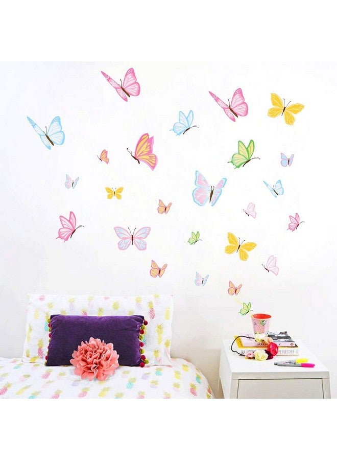 Easu Colorful Butterfly Wall Decals Vibrant Butterflies Wall Stickers Kids Butterfly Wall Stickers For Girls Room Bedroom Nursery Decor - Image 2