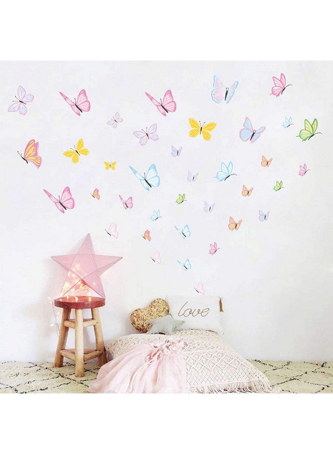 Easu Colorful Butterfly Wall Decals Vibrant Butterflies Wall Stickers Kids Butterfly Wall Stickers For Girls Room Bedroom Nursery Decor - Image 4