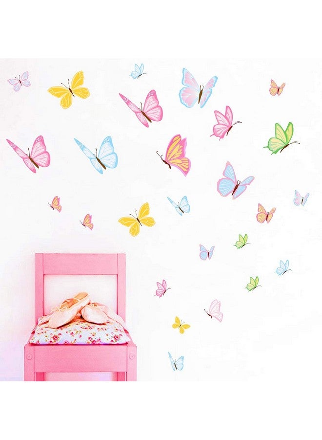 Easu Colorful Butterfly Wall Decals Vibrant Butterflies Wall Stickers Kids Butterfly Wall Stickers For Girls Room Bedroom Nursery Decor - Image 3