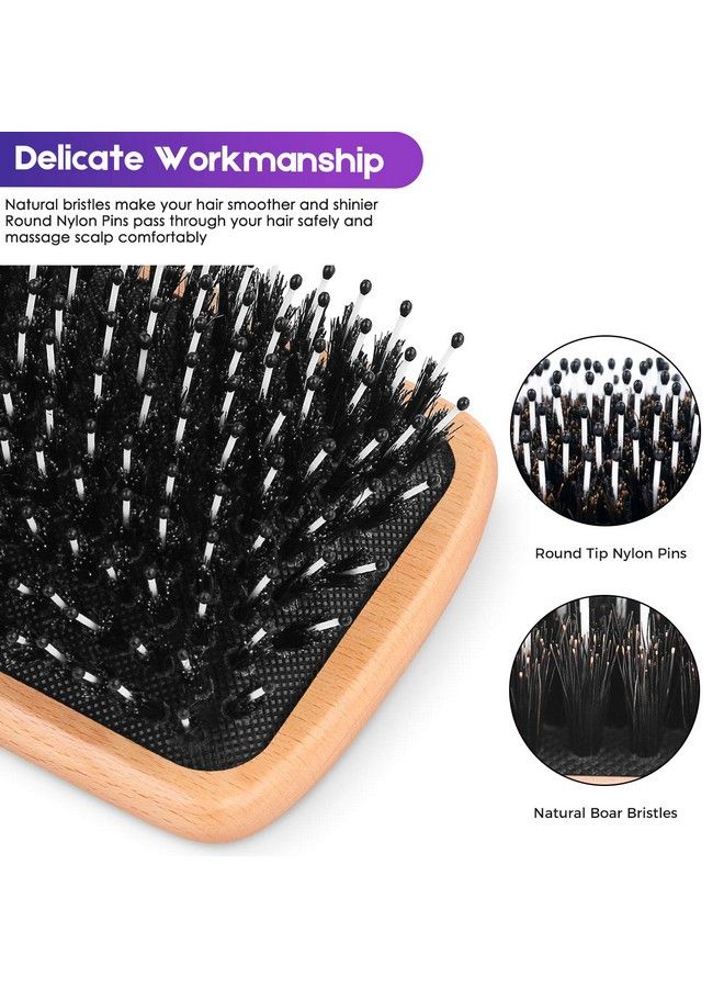 Bsisme Hair Brush Boar Bristle Hair Brushes For Women Curly Hair Best Paddle Detangling Brush Detangler For Girls Kidssmooth Hair Add Shine - Image 4