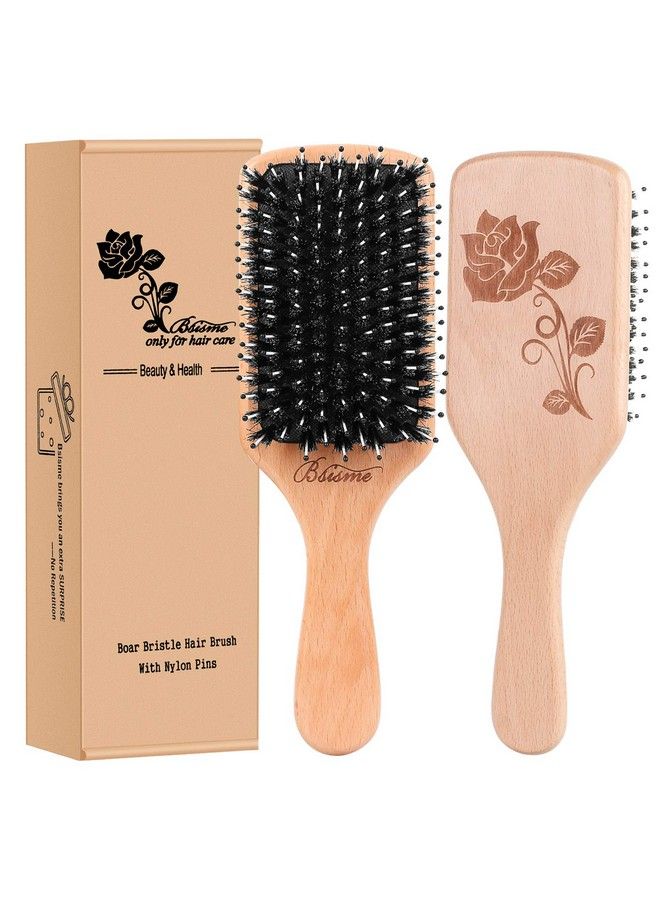 Bsisme Hair Brush Boar Bristle Hair Brushes For Women Curly Hair Best Paddle Detangling Brush Detangler For Girls Kidssmooth Hair Add Shine - Image 1