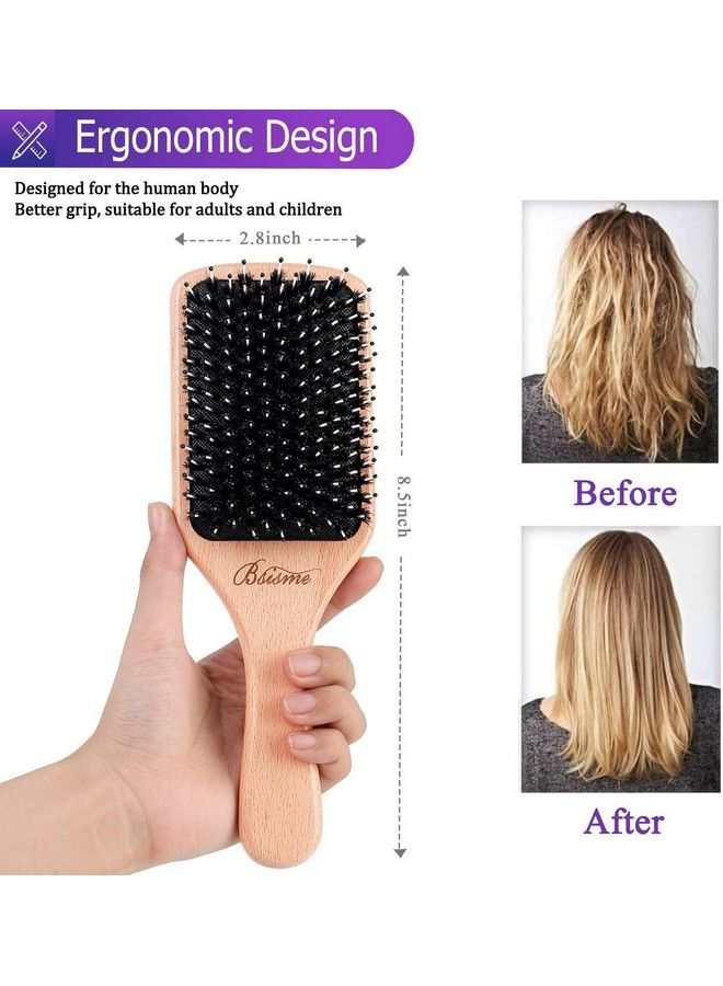 Bsisme Hair Brush Boar Bristle Hair Brushes For Women Curly Hair Best Paddle Detangling Brush Detangler For Girls Kidssmooth Hair Add Shine - Image 5