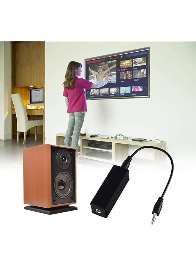 هولامي عازل ضوضاء حلقة أرضية - فلتر ضوضاء لنظام الصوت في السيارة/المنزل (يزيل الضوضاء الصاخبة تمامًا) مع كابل صوت 3.5 مم (أسود) - Image 4