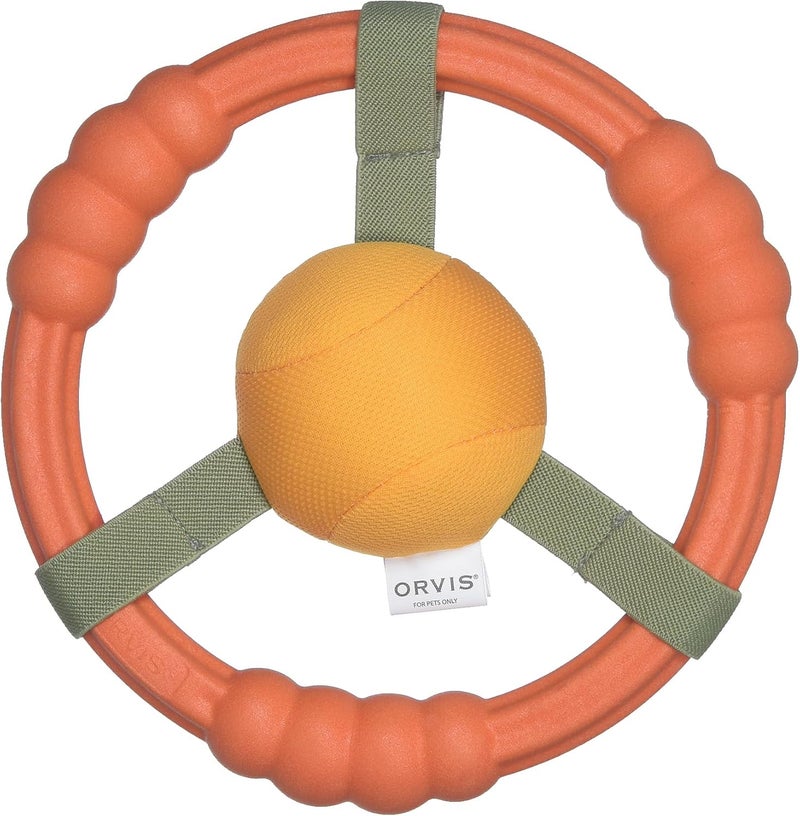 Orvis Pet Whitewater Toss Ring Floating Fetch Toy and Chew; High Visibility Wheel Shaped Frisbee Dog Toy - Floats in Water, Quick Dry, Easy to Clean, Squeaky Toy for Large Dogs, Aggressive Chewers - Image 1
