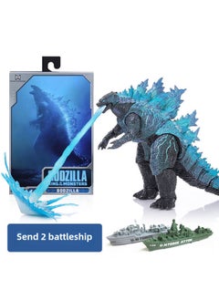 Godzilla War King Kong Toy King of Monsters NECA Red Lotus SHM Dinosaur Movable Boy ModelBlue Godzilla + Breath + Battleship Blue Godzilla + Breath + Battleship