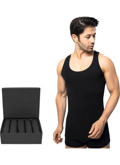TS Men's 100% Cotton Undershirt 5-Piece Set, Comfortable Fit, Black Premium Special Box, Underwear, Underwear  - Image 1