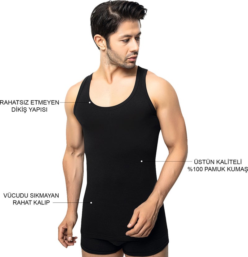 TS Men's 100% Cotton Undershirt 5-Piece Set, Comfortable Fit, Black Premium Special Box, Underwear, Underwear - Image 3