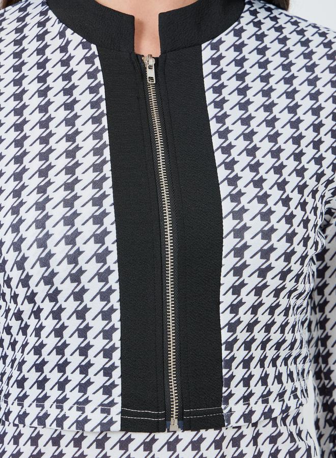 تايك تو طقم منسق من فستان وبليزر بنقشة هوندستوث - Image 4