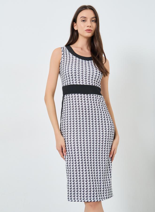 تايك تو طقم منسق من فستان وبليزر بنقشة هوندستوث - Image 3