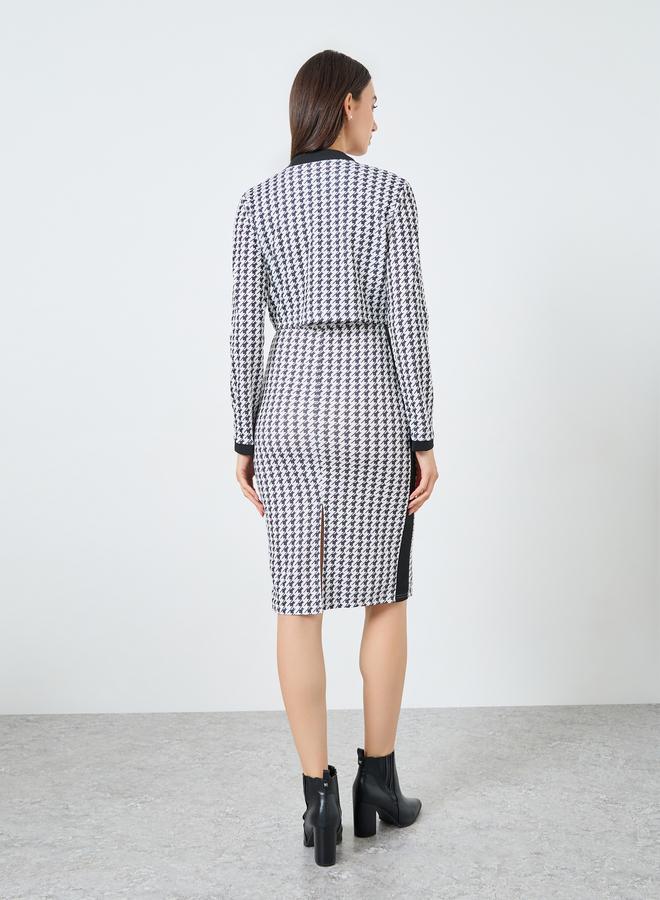 تايك تو طقم منسق من فستان وبليزر بنقشة هوندستوث - Image 5