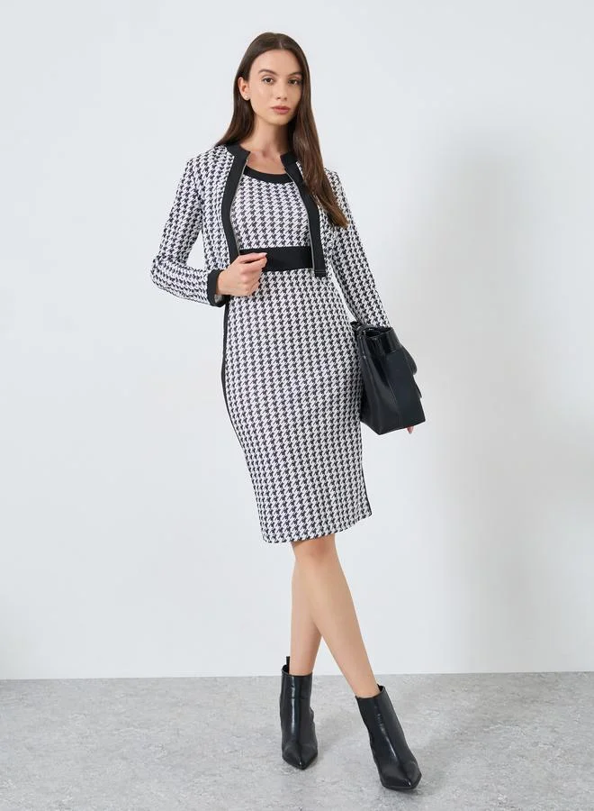 Houndstooth Dress and Blazer Set Co-Ords