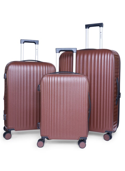 Track Oak Hardshell Luggage Set Caramel – Durable PP Hardcase Suitcase, Lightweight Expandable Carry-on & Check-in Luggage, Secure Lock & Zipper, 4 Double Spinner Wheels, Organized Packing Suitcase