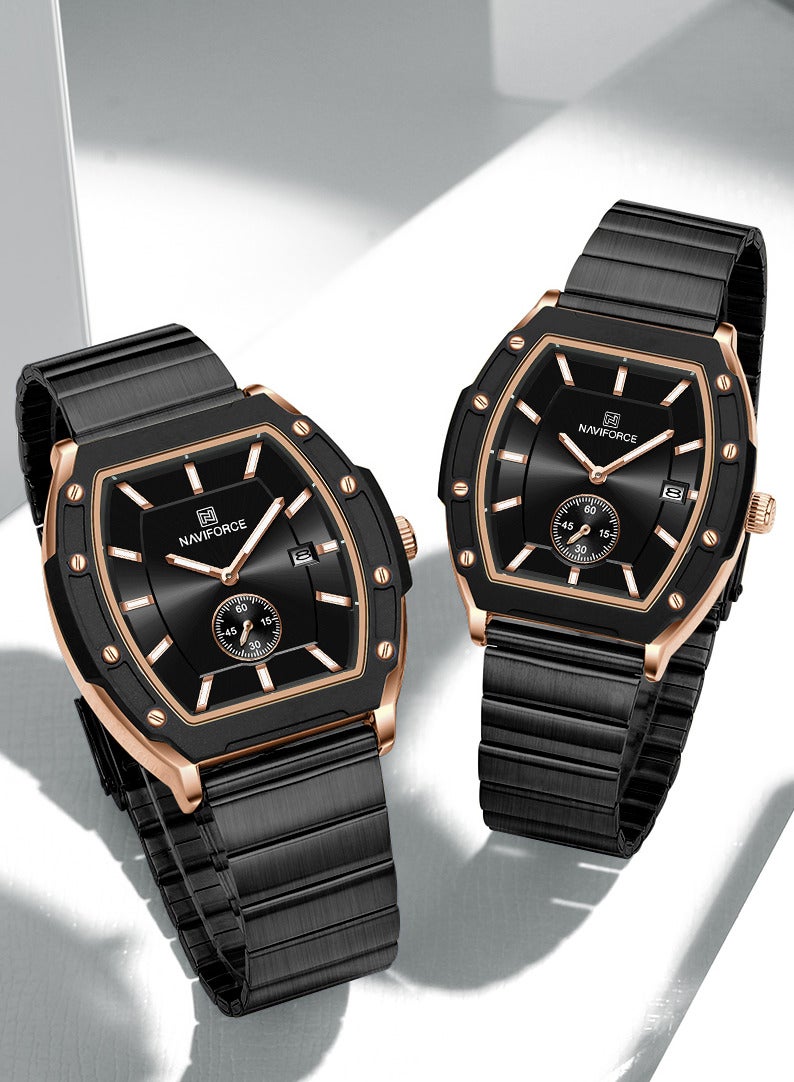 نافيفورس ساعة يد كوارتز كاجوال أنيقة من الفولاذ المقاوم للصدأ للرجال والنساء NF8068 RG/B - Image 1