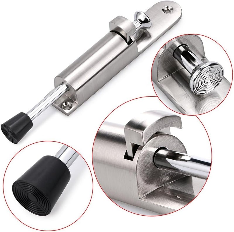 Kickdown Door Stop - Stainless Steel Step-On Door Stopper with Adjustable Rubber Foot - Image 3